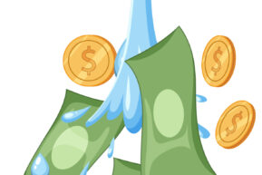 Water and money flowing from water tap illustration
